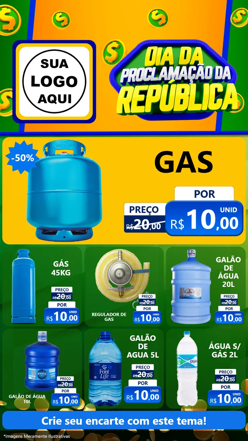 Modelo de Rede Social para Stories com o tema Dia Da Proclamação da República para Água e gás