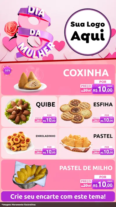Modelo de TV para TV Vertical com o tema Dia da Mulher para Salgadaria