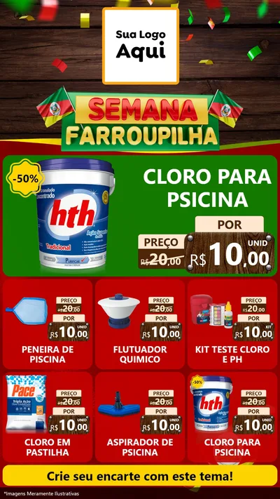 Modelo de Rede Social para Stories com o tema Semana Farroupilha para Produtos para Piscina