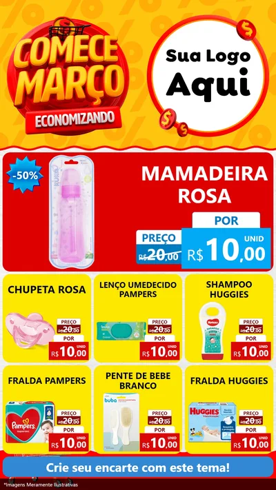 Modelo de Rede Social para Stories com o tema Comece Março Economizando para Bebês