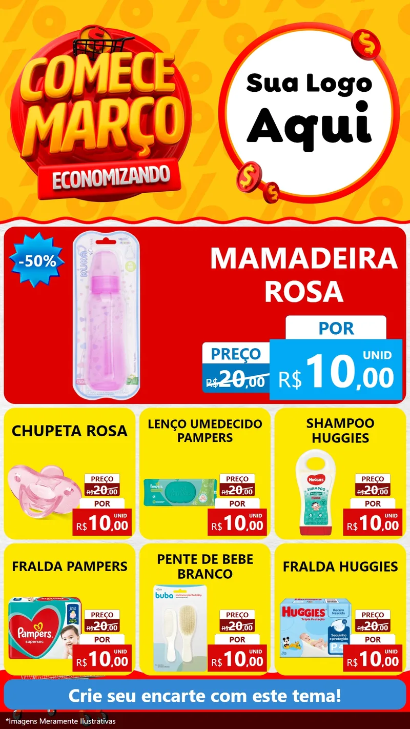 Modelo de Rede Social para Stories com o tema Comece Março Economizando para Bebês