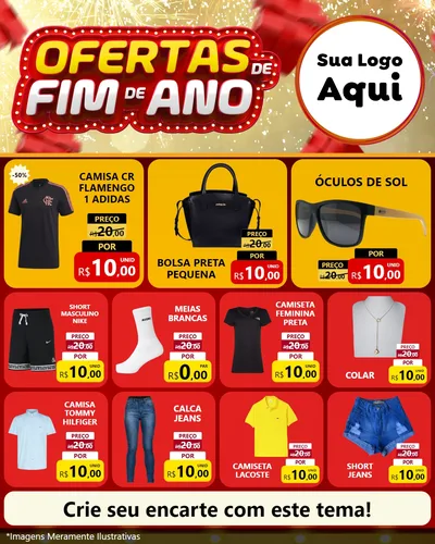 Modelo de Rede Social para Feed Instagram com o tema Ofertas de Fim de Ano para Roupas e acessórios