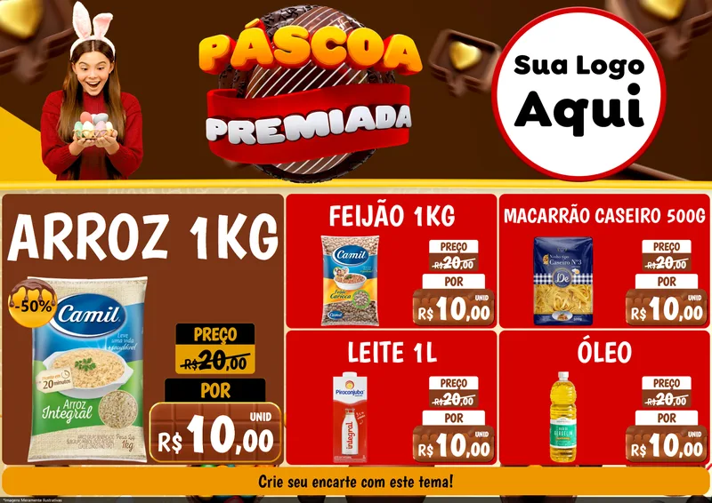Modelo de Encarte para Encarte A4 Horizontal com o tema Páscoa Premiada para Supermercado