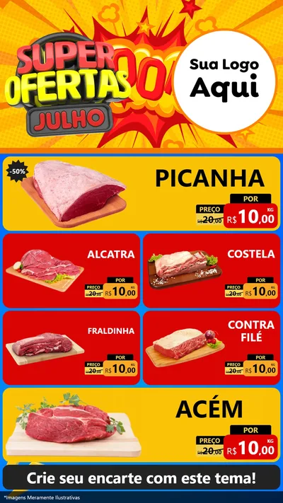Modelo de TV para TV Vertical com o tema Super Ofertas Julho para Açougue