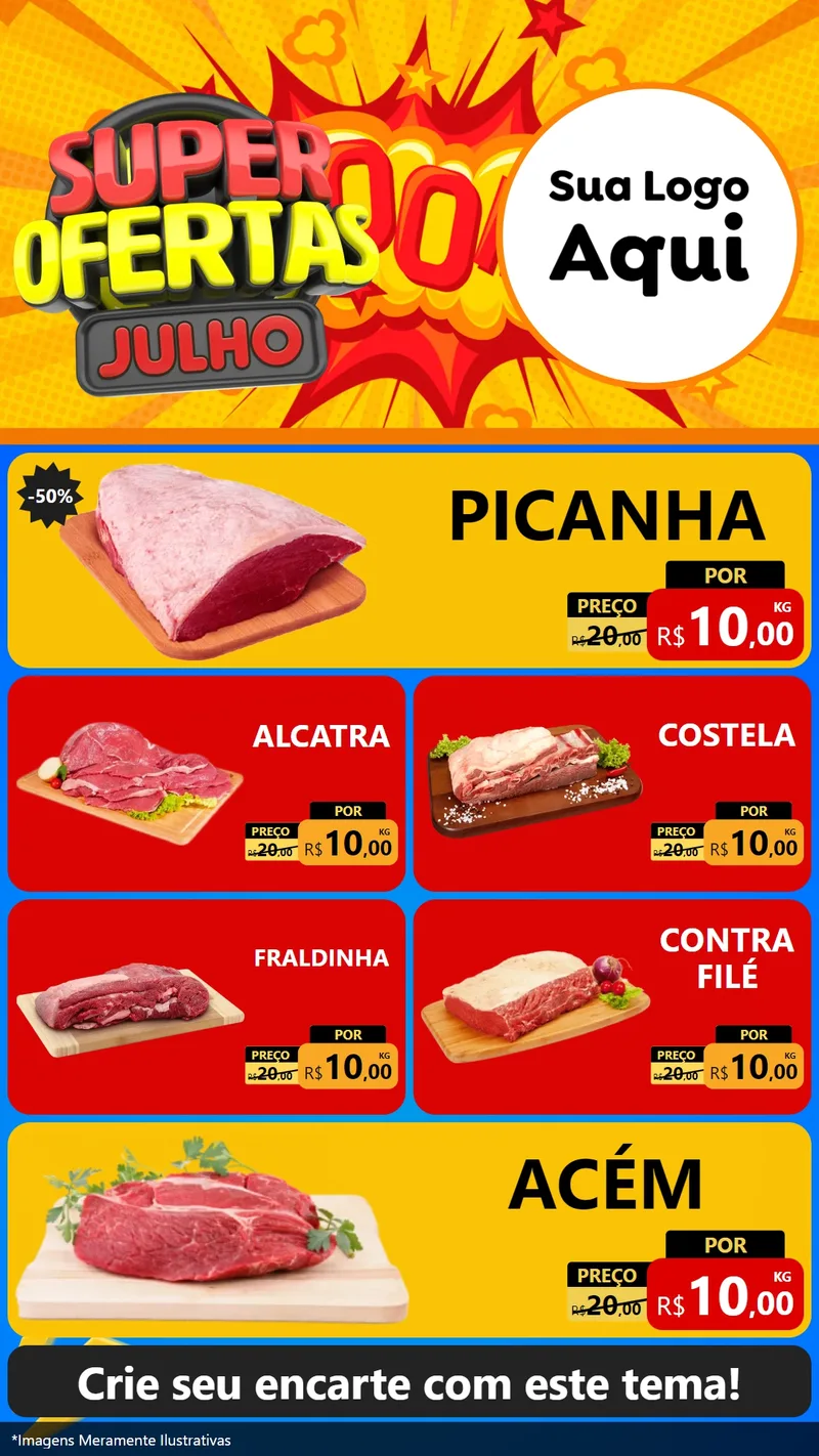 Modelo de TV para TV Vertical com o tema Super Ofertas Julho para Açougue