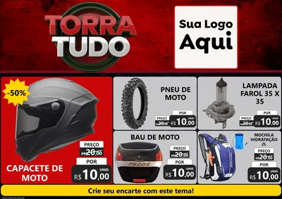 Modelo de Encarte para Encarte A4 Horizontal com o tema Torra Tudo para Moto peças