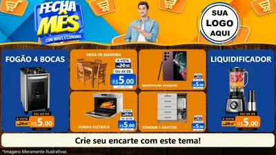 Modelo de TV para TV Horizontal com o tema Fecha Mês Com Mais Economia para Móveis e Eletro