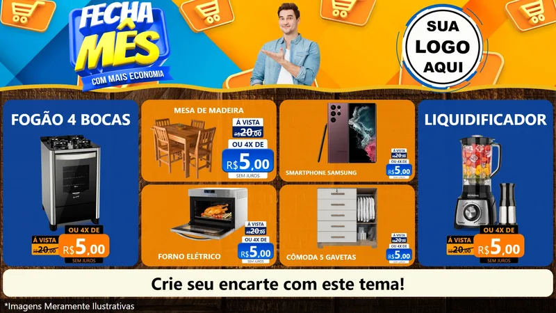 Modelo de TV para TV Horizontal com o tema Fecha Mês Com Mais Economia para Móveis e Eletro