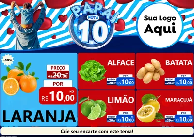 Modelo de Encarte para Encarte A4 Horizontal com o tema Papai Nota 10 para Hortifrúti