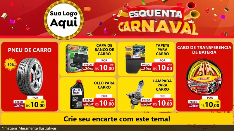 Modelo de TV para TV Horizontal com o tema Esquenta Carnaval para Auto peças