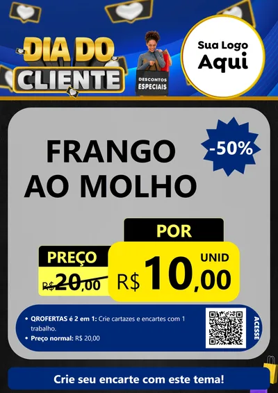 Modelo de Cartaz para Cartaz A4 Vertical com o tema Dia Do Cliente para Restaurante