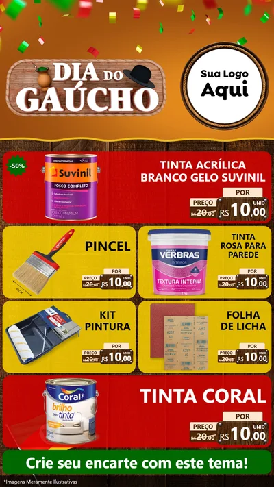 Modelo de TV para TV Vertical com o tema Dia do Gaúcho para Tintas e Ferramentas