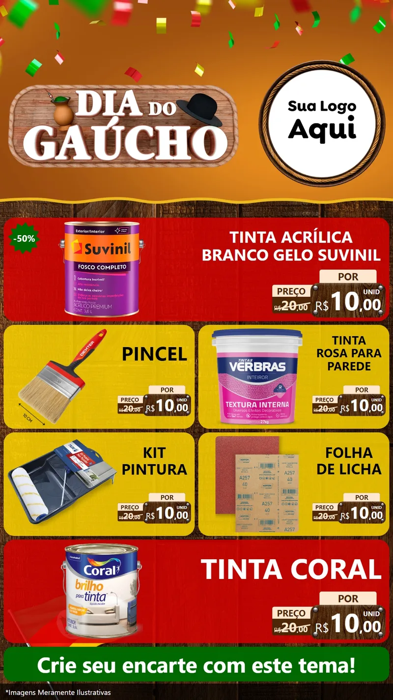 Modelo de TV para TV Vertical com o tema Dia do Gaúcho para Tintas e Ferramentas