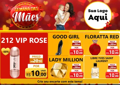 Modelo de Encarte para Encarte A4 Horizontal com o tema Semana das Mães para Perfumes