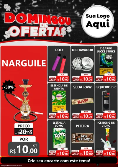 Modelo de Encarte para Encarte A4 Vertical com o tema Domingou de Ofertas para Tabacaria