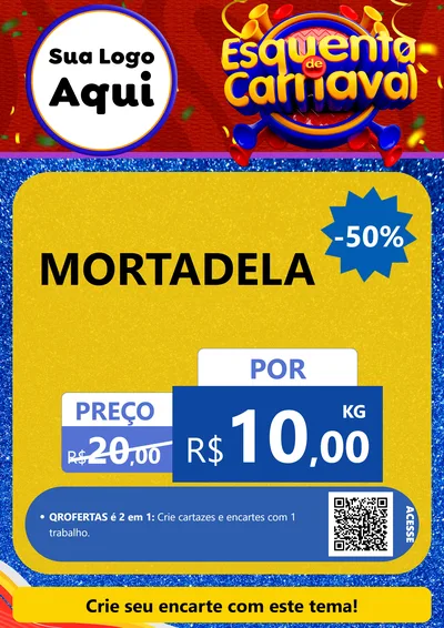 Modelo de Cartaz para Cartaz A4 Vertical com o tema Esquenta de Carnaval para Frios e Laticínios