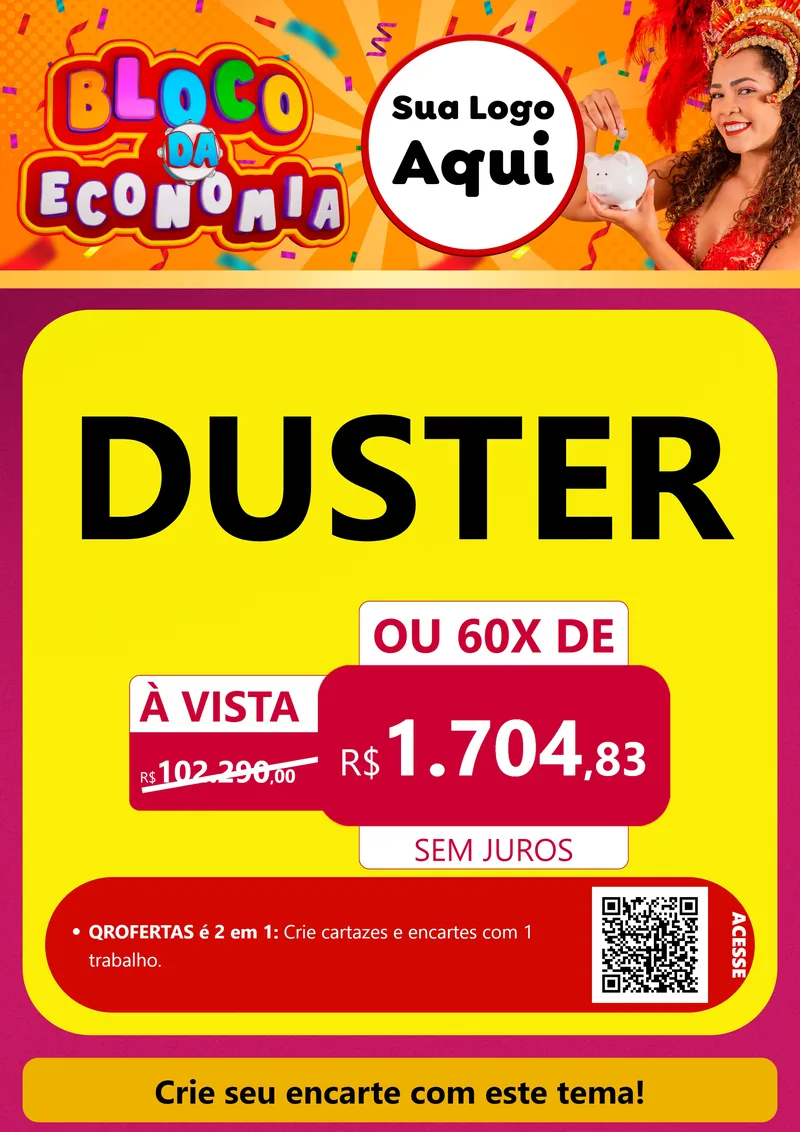 Modelo de Cartaz para Cartaz A4 Vertical com o tema Bloco da Economia para Concessionaria de Carros