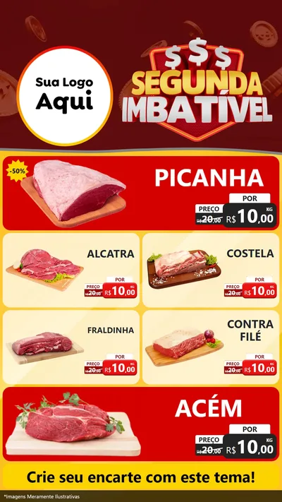Modelo de TV para TV Vertical com o tema Segunda Imbatível para Açougue