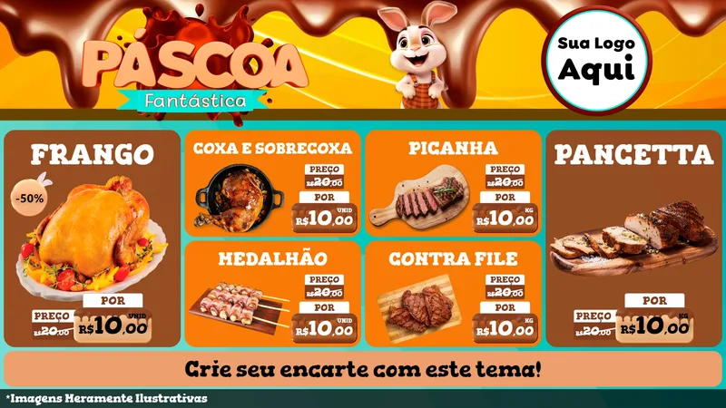 Modelo de TV para TV Horizontal com o tema Páscoa Fantástica para Assados