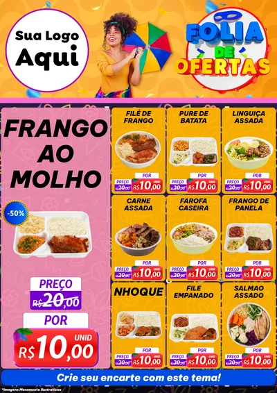 Modelo de Encarte para Encarte A4 Vertical com o tema Folia de Ofertas para Restaurante