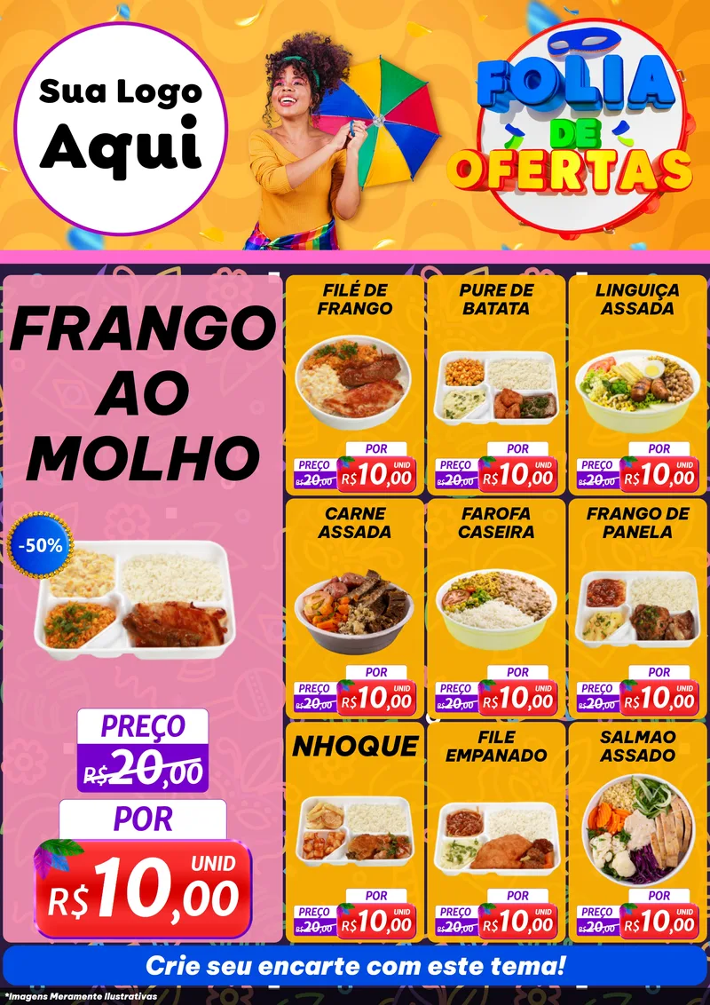 Modelo de Encarte para Encarte A4 Vertical com o tema Folia de Ofertas para Restaurante
