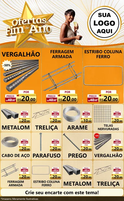 Modelo de Encarte para Encarte Grande com o tema Ofertas Fim de Ano para Ferragens