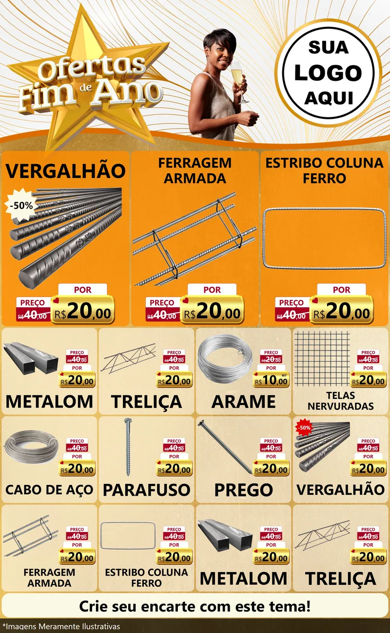 Modelo de Encarte para Encarte Grande com o tema Ofertas Fim de Ano para Ferragens