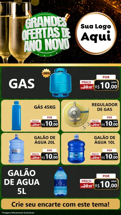 Modelo de TV para TV Vertical com o tema Grandes Ofertas de Ano Novo para Água e gás