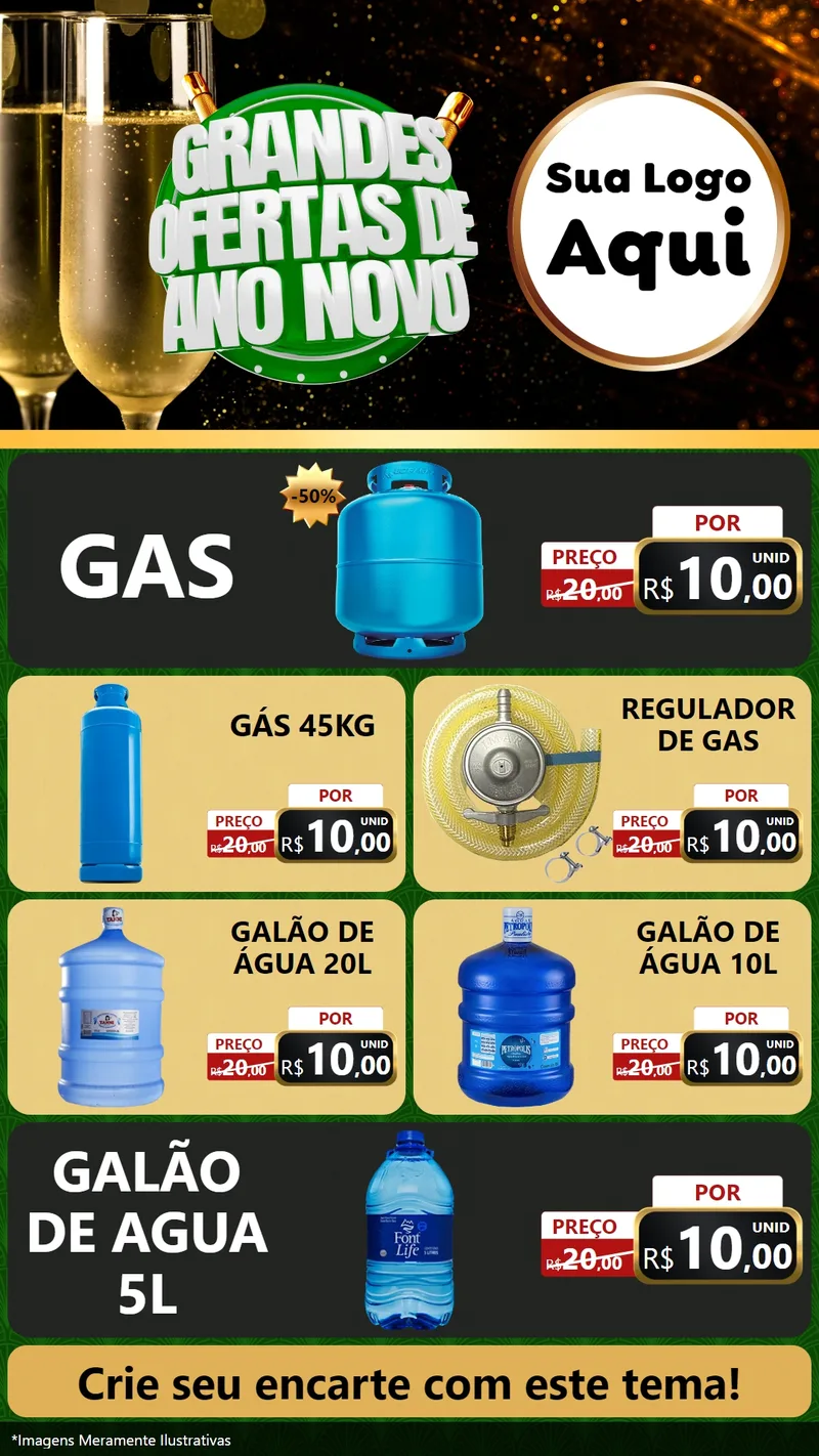 Modelo de TV para TV Vertical com o tema Grandes Ofertas de Ano Novo para Água e gás