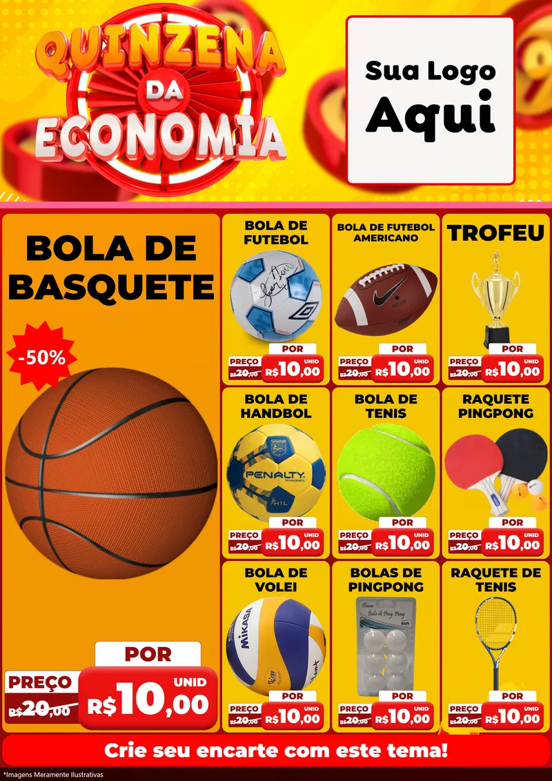 Modelo de Encarte para Encarte A4 Vertical com o tema Quinzena Da Economia para Artigos Esportivos