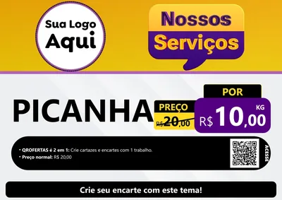 Modelo de Cartaz para Cartaz A4 Horizontal com o tema Nossos Serviços para Açougue