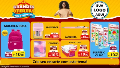 Modelo de TV para TV Horizontal com o tema Grandes Ofertas Para Economizar! para Papelaria