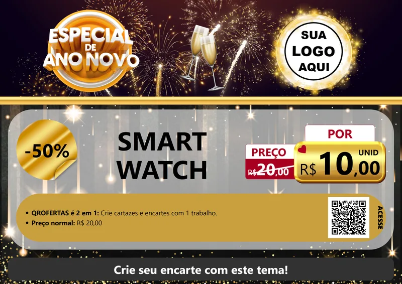 Modelo de Cartaz para Cartaz A4 Horizontal com o tema Especial de Ano Novo para Informática