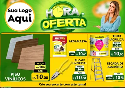 Modelo de Encarte para Encarte A4 Horizontal com o tema Hora da Oferta para Material para Construção