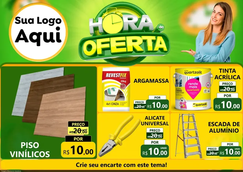 Modelo de Encarte para Encarte A4 Horizontal com o tema Hora da Oferta para Material para Construção