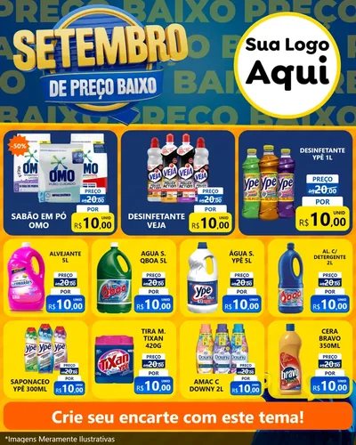 Modelo de Rede Social para Feed Instagram com o tema Setembro De Preço Baixo para Produtos de Limpeza