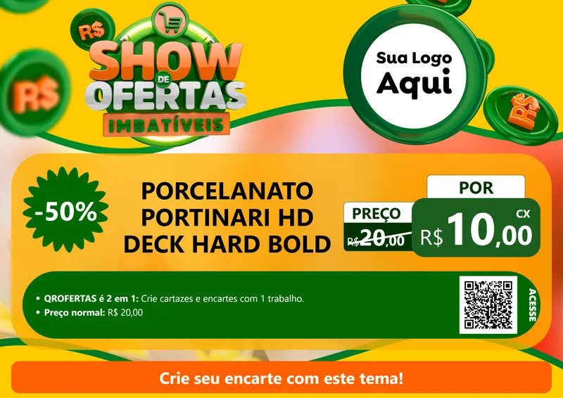 Modelo de Cartaz para Cartaz A4 Horizontal com o tema Show de Ofertas Imbatíveis para Pisos e revestimentos