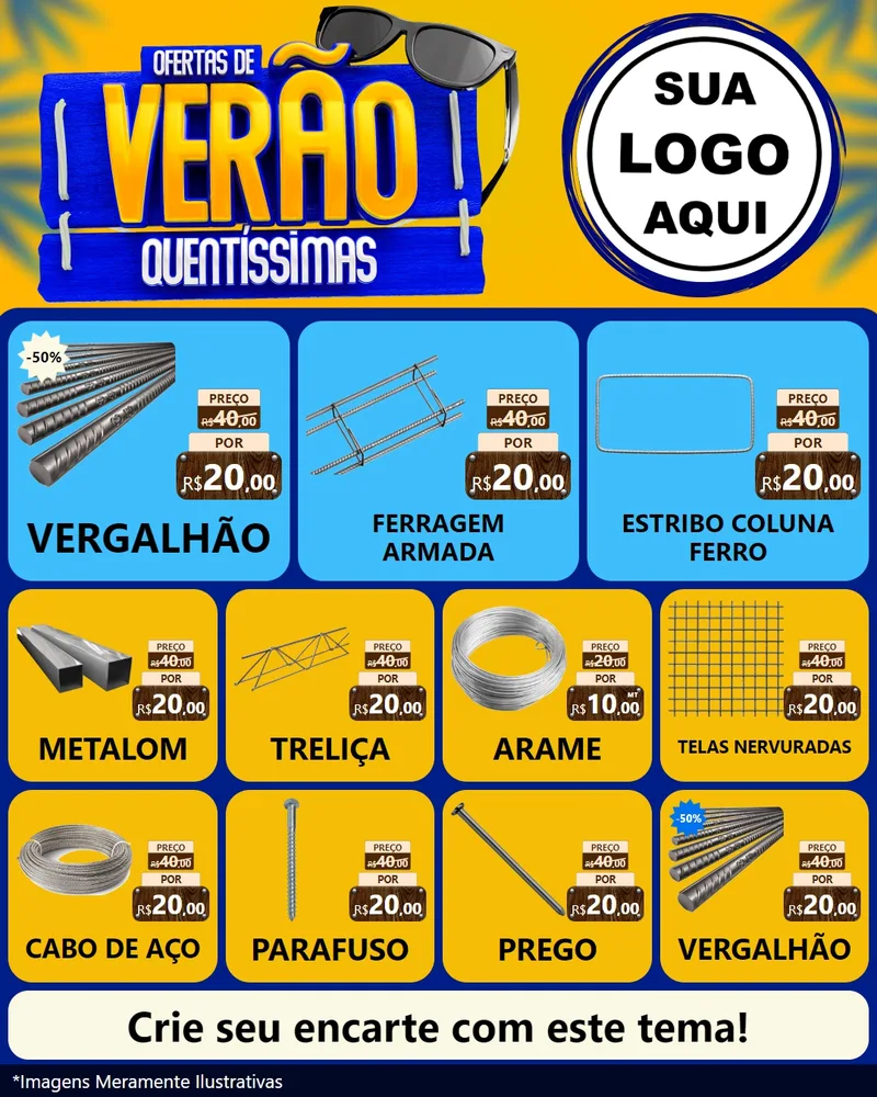 Modelo de Rede Social para Feed Instagram com o tema Ofertas de Verão Quentíssimas para Ferragens