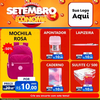 Modelo de Rede Social para Feed Facebook com o tema Operação Setembro Com Muita Economia para Papelaria
