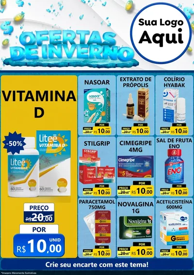 Modelo de Encarte para Encarte A4 Vertical com o tema Ofertas de Inverno para Farmácia