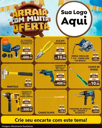 Modelo de Rede Social para Feed Instagram com o tema Ofertas de São João - Junina para Maquinas e Ferramentas