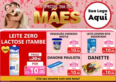 Modelo de Encarte para Encarte A4 Horizontal com o tema Especial Dia Das Mães para Frios e Laticínios