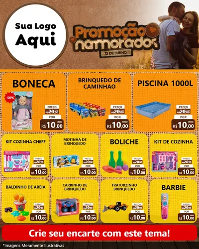 Modelo de Rede Social para Feed Instagram com o tema Promoção Namorados para Brinquedos