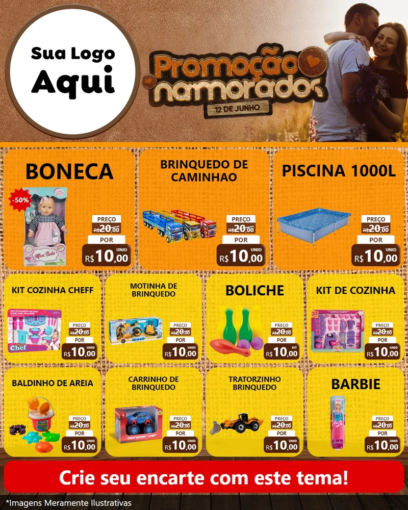 Modelo de Rede Social para Feed Instagram com o tema Promoção Namorados para Brinquedos