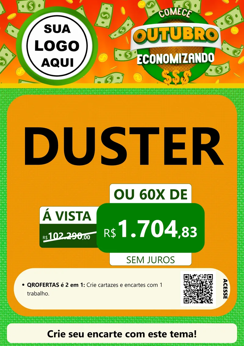 Modelo de Cartaz para Cartaz A4 Vertical com o tema Comece Outubro Economizando para Concessionaria de Carros