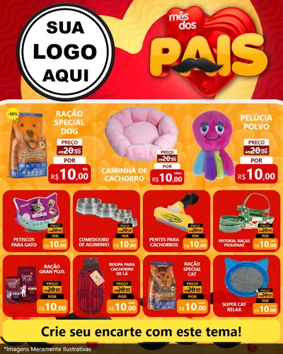 Modelo de Rede Social para Feed Instagram com o tema Mês Dos Pais para Pet Shop