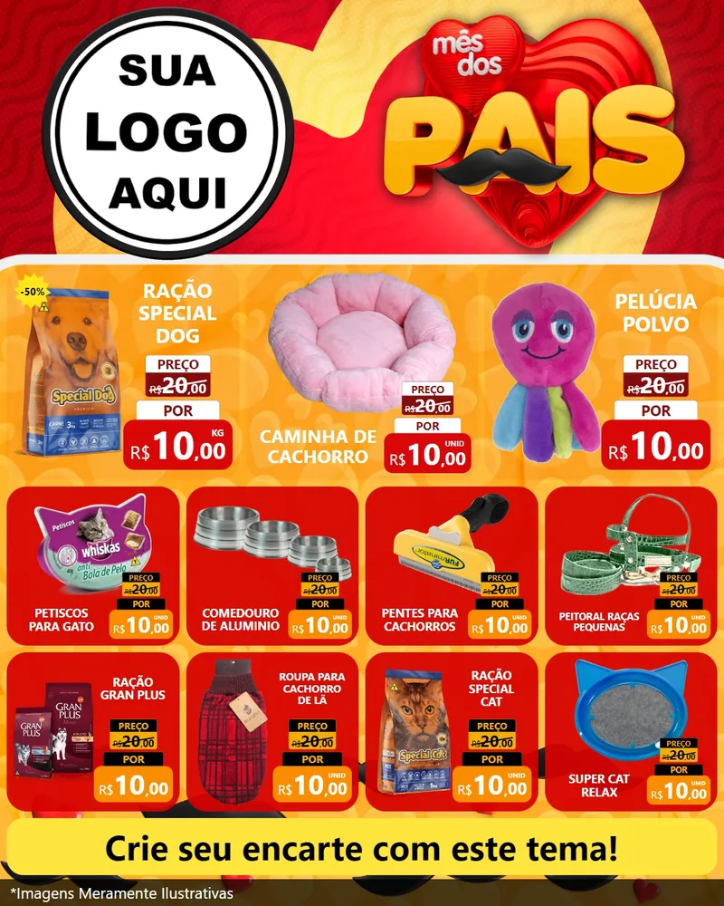 Modelo de Rede Social para Feed Instagram com o tema Mês Dos Pais para Pet Shop