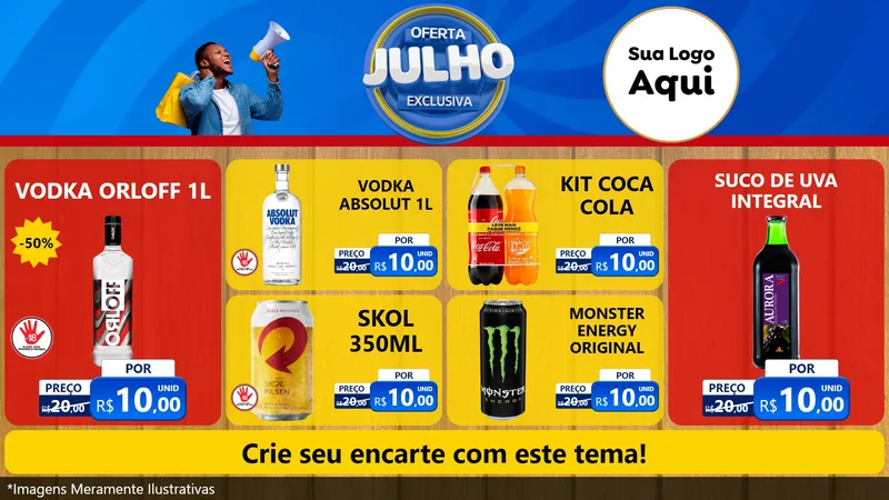 Modelo de TV para TV Horizontal com o tema Oferta Exclusiva, Julho para Distribuidora de bebidas