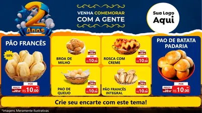 Modelo de TV para TV Horizontal com o tema Aniversário de 2 anos para Padaria