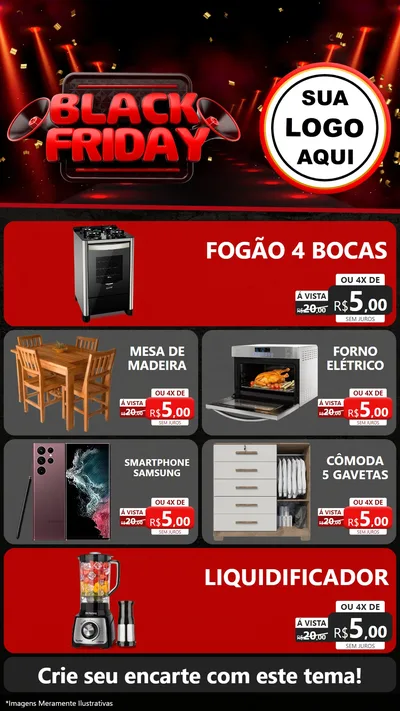 Modelo de TV para TV Vertical com o tema Black Friday para Móveis e Eletro